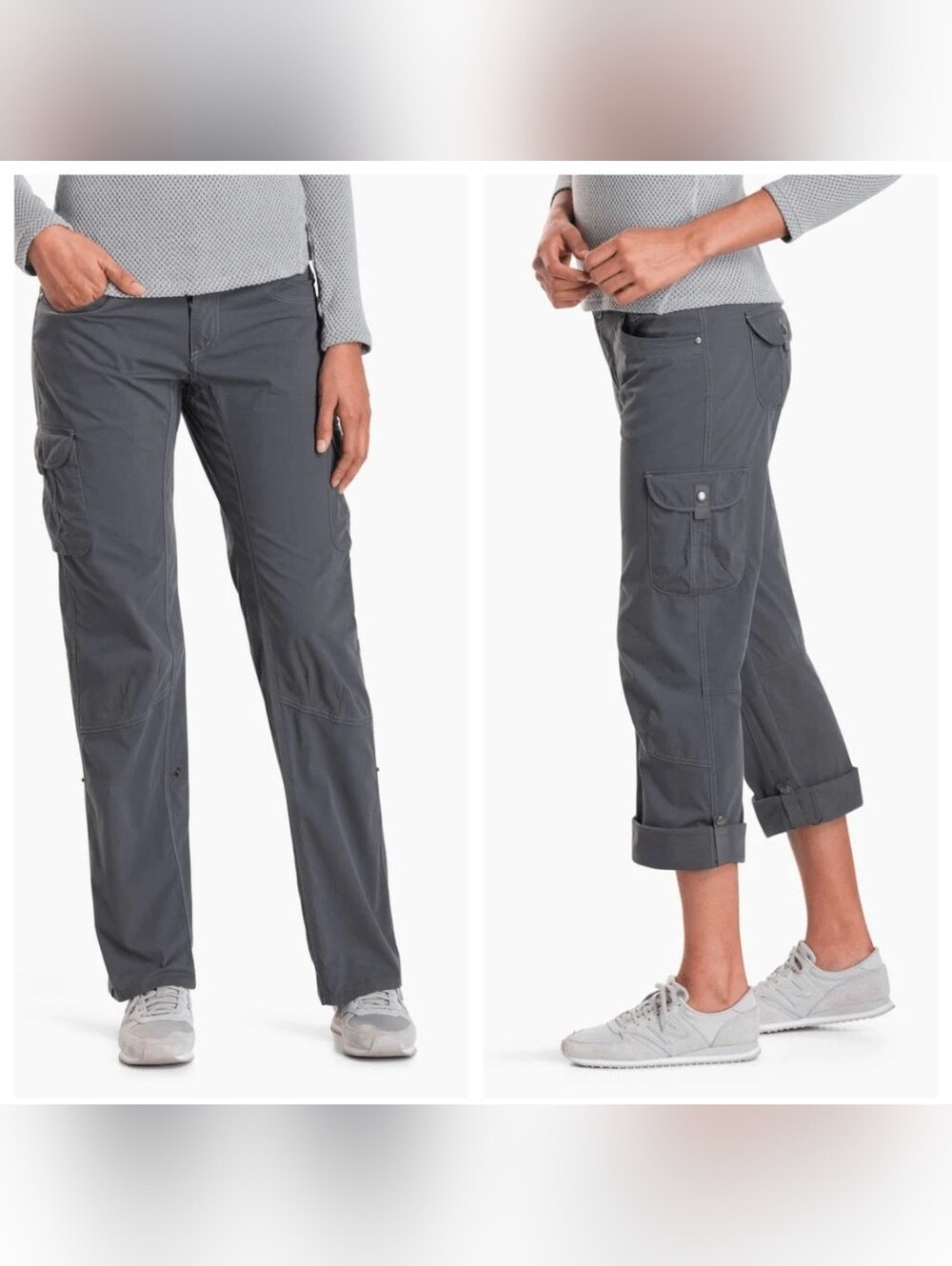 Kuhl Womens 12 REG Splash Roll-Up Pants Tan/Gray Cargo Pants Hiking Outdoor